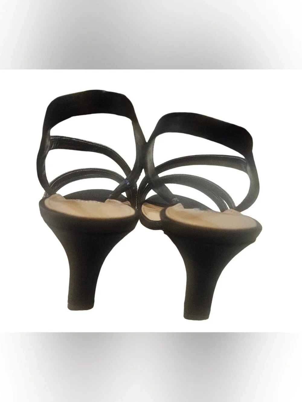 Nina Black Crystal-Strap Slingback Sandals 2